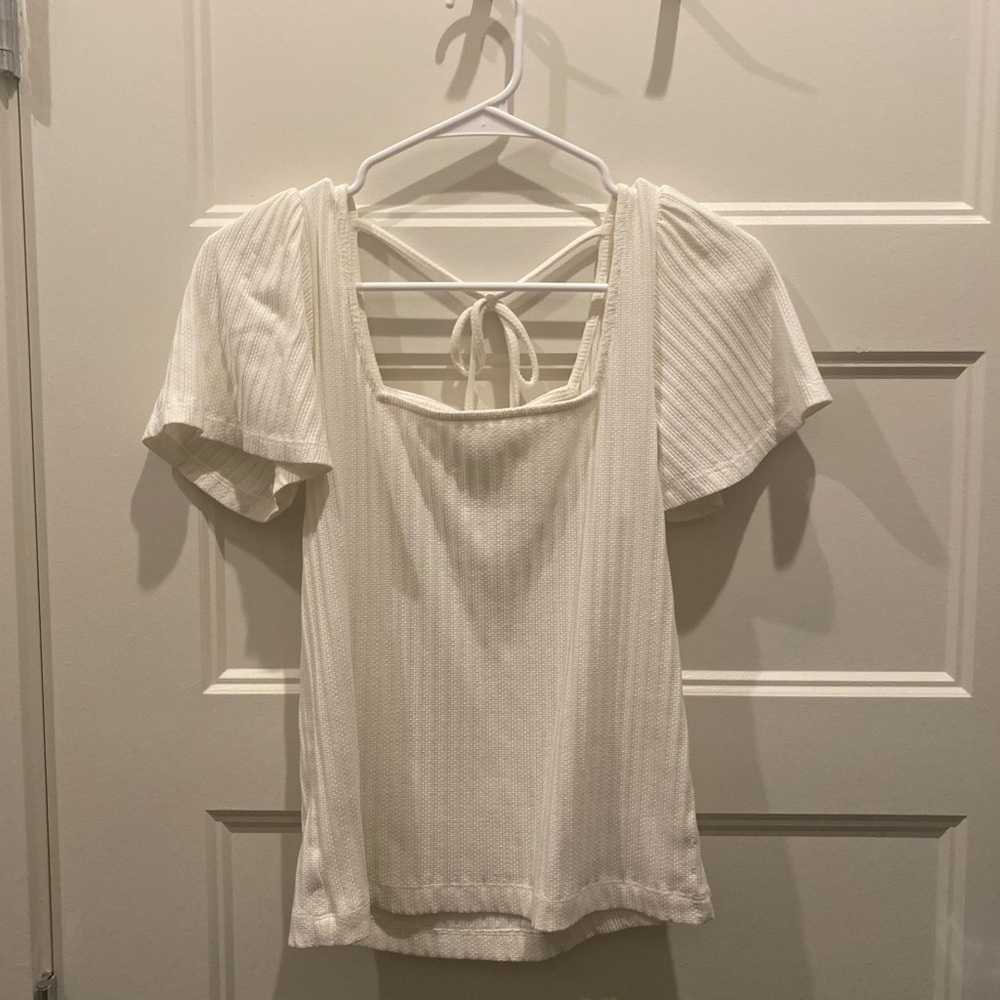 LOFT Cream Blouse with Flutter Sleeves